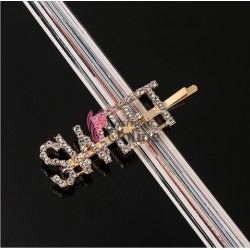 Agrafa pentru par metalica AGF006 - SWEET Auriu cu strasuri 